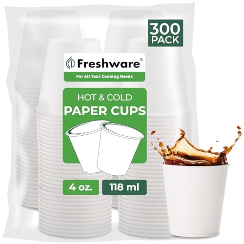 Coffee Cups 4 oz [300 Pack] Disposable Paper Cups for Mouthwash Cups (300 Count)