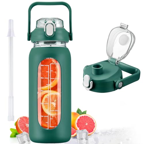 56oz Glass Water Bottles with Straw