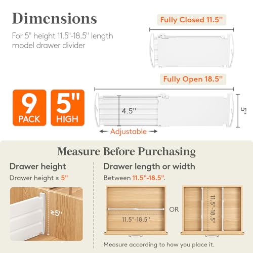 5" Tall Drawer Dividers (9 Count)