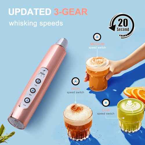 Rose Gold Handheld Milk Frother Wand for Coffee