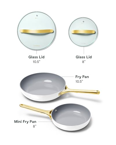 Ceramic Non Stick Fry Pan Set with Glass Lids (3 Count)