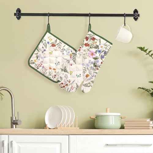 Wildflower Oven Mitts and Pot Holders Set (2 Count)