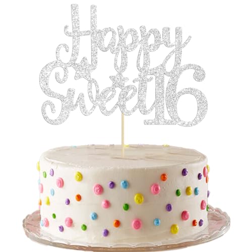 1Pc Happy Sweet 16 Cake Topper Sweet 16 Birthday Decorations Happy 16th Birthday Cake Decorations for Girls