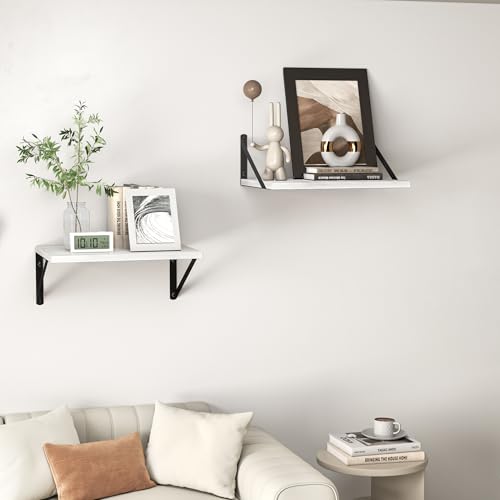 16W x 12D Deep Floating Shelves Set of 2 White