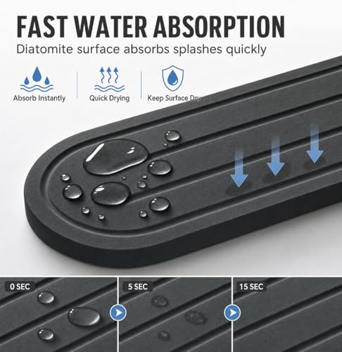 2PCS Water Absorbing Stone Drying Tray Mat for Bathroom Sink & Kitchen Counter Faucet Organizer Decor (2 Count)