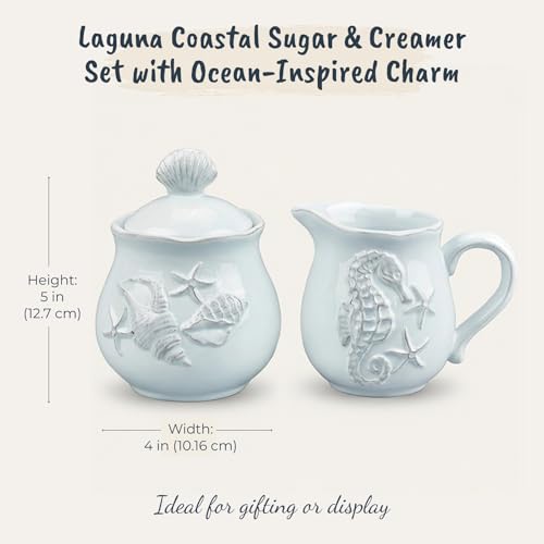 Blue Sky Ceramics Sky Ceramic Laguna Coastal Sugar and Creamer Set Blue