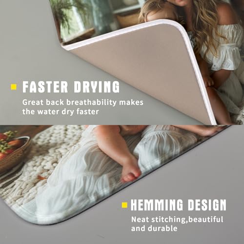 Custom Dish Drying Mat Customized Drainer Pad with Image Logo Text 16x18 Inch Personalized Absorbent Dish Dry Pad for Kitchen Counter Sink
