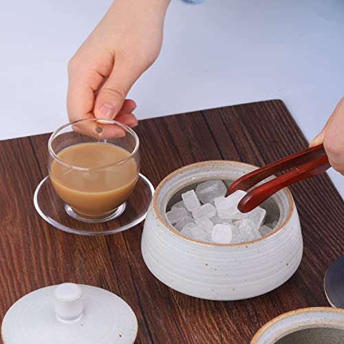 Small Kitchen Ceramic Canister Storage Jar with Lid White