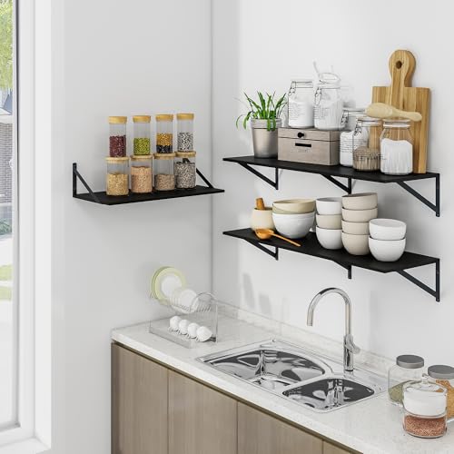 24W x 12D Deep Floating Shelves Set of 2 Black