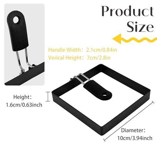 4'' Square Egg Rings with Silicone Handle