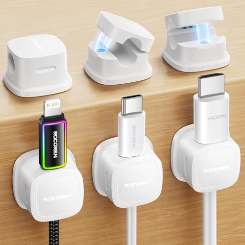 6 Pack Magnetic Adjustable Adhesive Cable Clips Cord Organizer (6 Count)