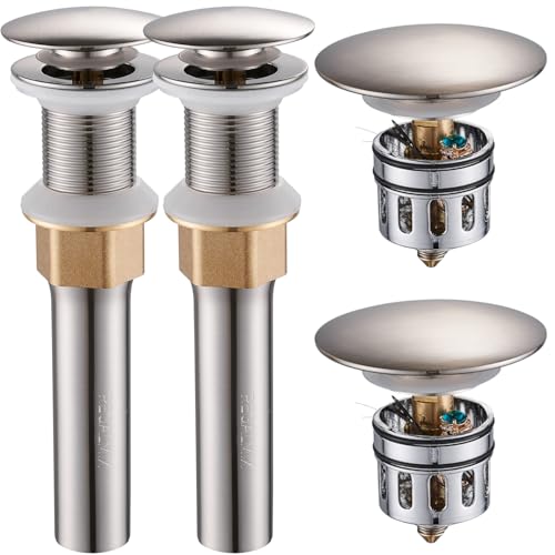 Bathroom Sink Drain Stopper Without Overflow (2 Count)