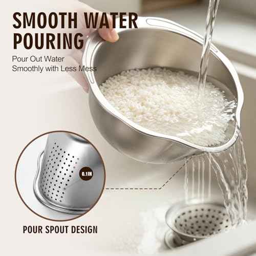 Rice Strainer & Rice Washing Bowl Stainless Steel
