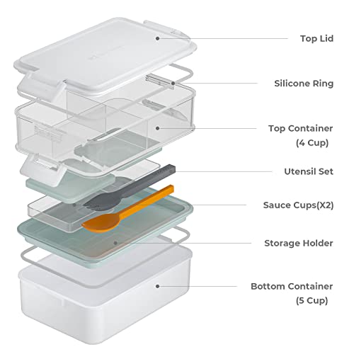 Stackable 2 Tier Adult Bento Box (4 Count)