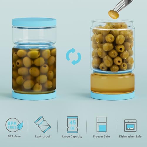 Glass Pickle Container with Strainer for Pickle Lover (90 Fl Oz)