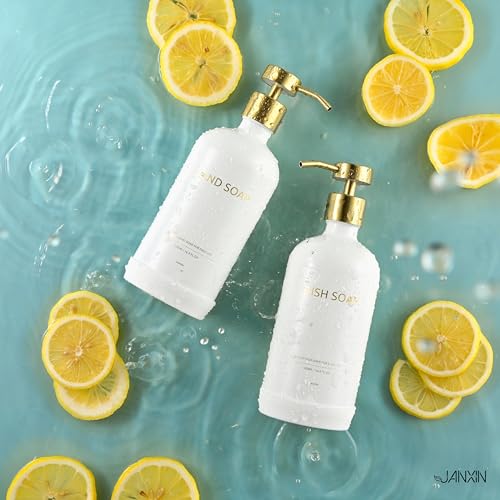 Glass Kitchen Soap Dispenser Set with Ceramic Tray