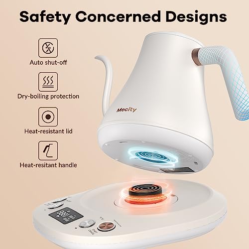 Electric Gooseneck Kettle With Keep Warm Function & LCD Display Automatic Shut Off Coffee Kettle Temperature Control Pour Over Kettle 1200 Watt