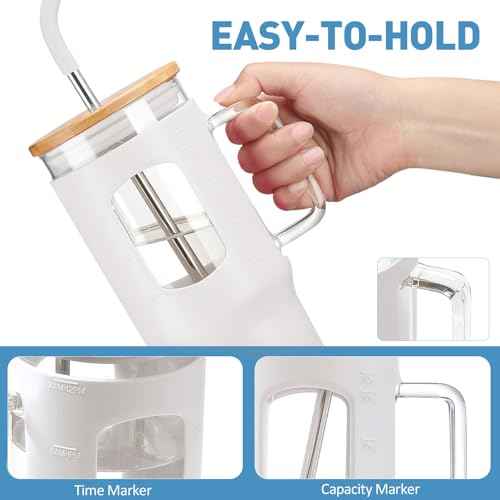 Glass Tumbler with Straw and Lid