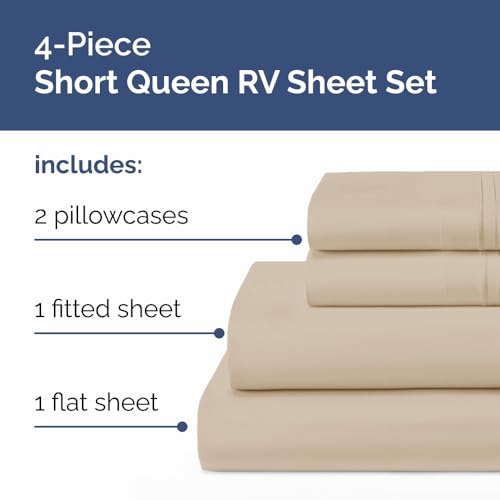 Short Queen Size 4 Piece Bed Sheet Set