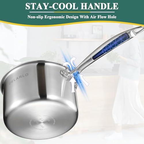Tri Ply Stainless Steel Saucepan 1QT 2QT 3.5QT Kitchen Pot Set