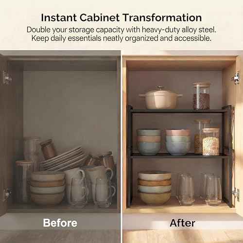 Stackable Kitchen Cabinet Organizer Shelves Pantry Rack Set of 2 (2 Count)