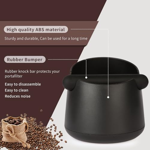 Knock Box Large Capacity Design Espresso Knock Box Tamping Mat Espresso Machine Accessories Set of 2 with Removable Knock Bar and Anti