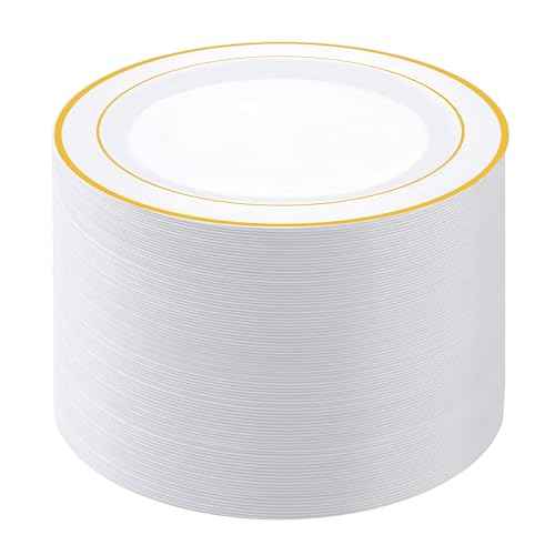 100PCS Gold Plastic Plates (100 Count)