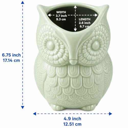 Sage Green Owl Utensil Holder