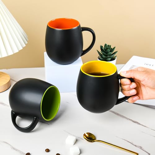20oz ceramic Coffee Mug Sets Matte Black Porcelain Mug Multiple colors Cups for Coffee (6 Count)