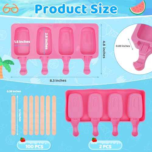 2 Set Silicone Popsicle Molds with 100 Sticks (2 Count)