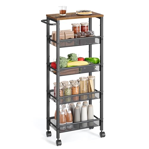 5 Tier Slim Rolling Storage cart with Wheels