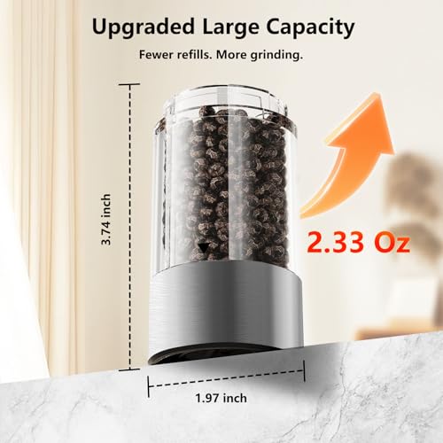 Salt & Pepper Grinder Set with Rechargeable Base