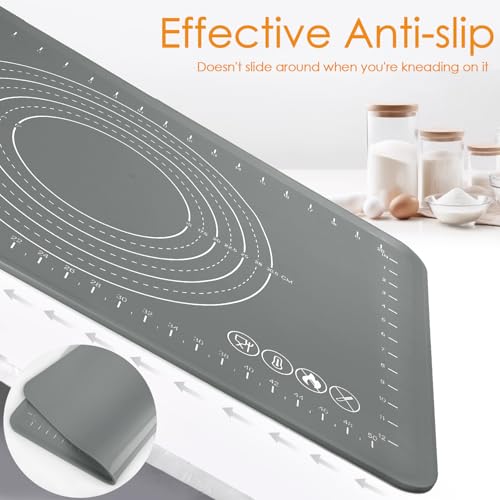 Silicone Pastry Mat 24" x 16" Baking Mat with Measurements and Edge Heightening