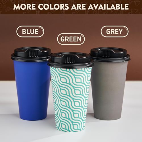 16 oz Coffee Cups with Lids (100 Count)