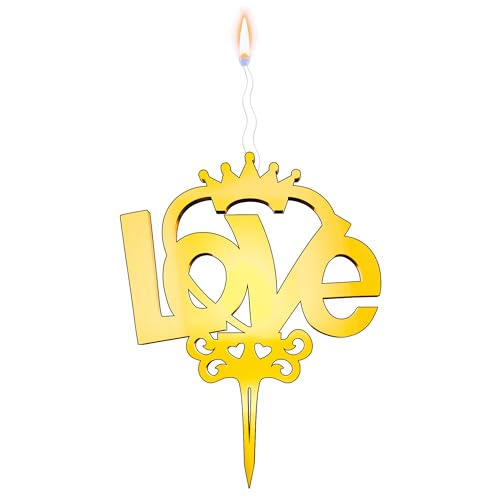 Love Reusable Gold Romantic Cake Candle