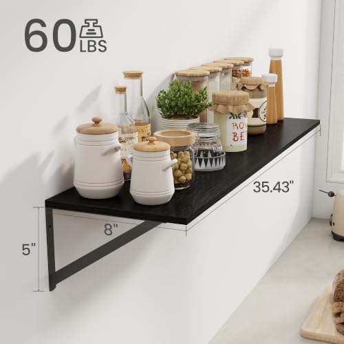 Black Deep Floating Shelves for Wall (2 Count)