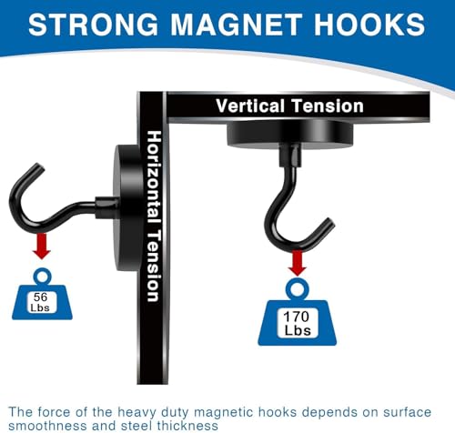 Magnetic Hooks Magnet Hook for Cruise Cabins 170LBS Essentials 6P (6 Count)