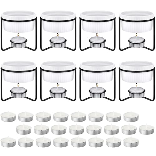 8 Pcs Ceramic Butter Warmers & 32 Tealight Candles (40 Count)