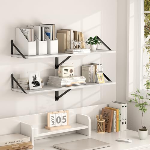 20W x 12D Deep Floating Shelves Set of 2 White (2 Count)