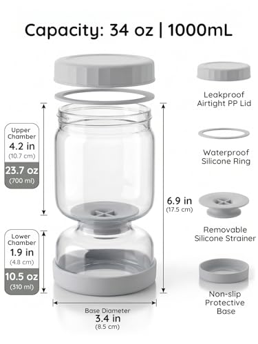 Pickle and Olive Hourglass Jar with Strainer Flip Juice Separator