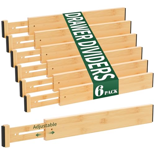 Bamboo Drawer Dividers 2.6" High (6 Count)