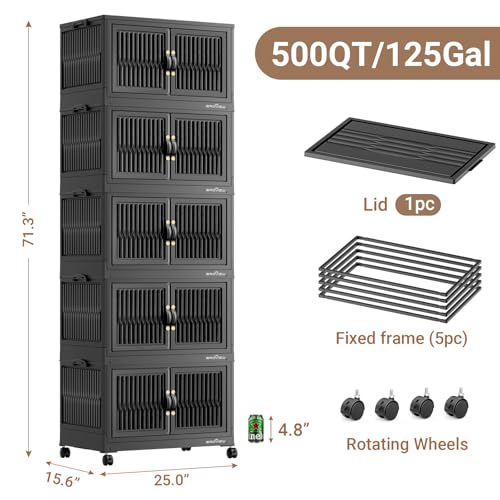 500Qt Stackable Storage Bins with Lid (5 Count)