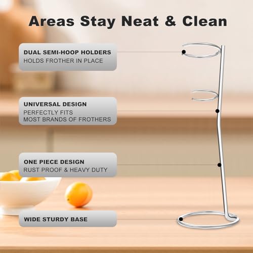 Powerful Milk Frother with Stand with Double Whisk