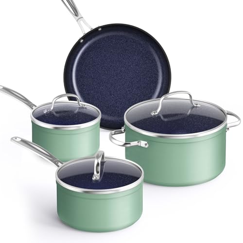 Healthy Duralon Blue Ceramic Nonstick Coated 7pc Cookware Set