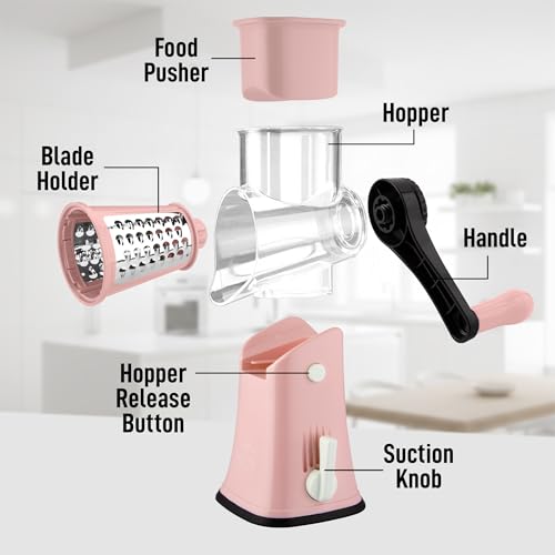 Rotary Cheese Grater Manual Hand Crank 5 Blade Shredder