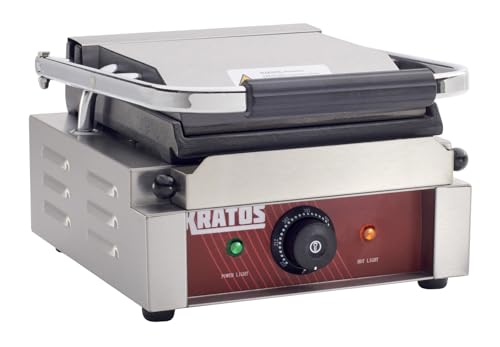 Commercial Electric Panini Sandwich Grill with Smooth Plates