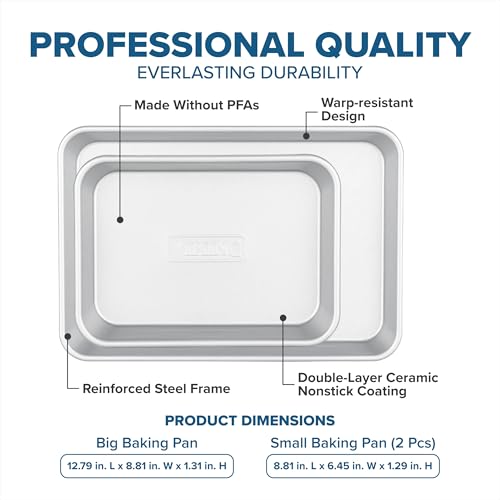 Premium Nonstick Ceramic Baking Sheet Pan Set