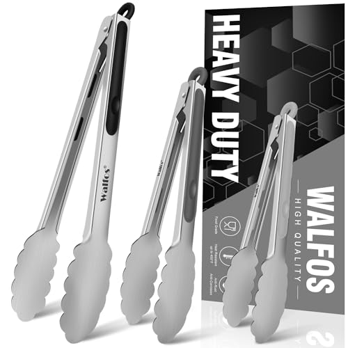 Stainless Steel Kitchen Tongs for Cooking (3 Count)