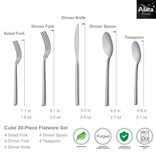 Cube 20 Piece Forged Flatware Set Service for 4 (4 Count)