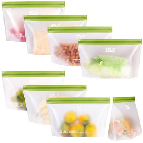 8 Pack Stand Up Reusable Half Gallon Freezer Bags Dishwasher Safe (8 Count)